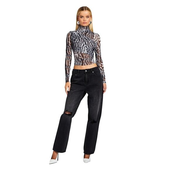 SER.O.YA Sana Top in Grey Ocelot XSmall Womens Long Sleeve Blouse - Picture 5 of 15